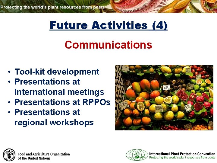 Future Activities (4) Communications • Tool-kit development • Presentations at International meetings • Presentations