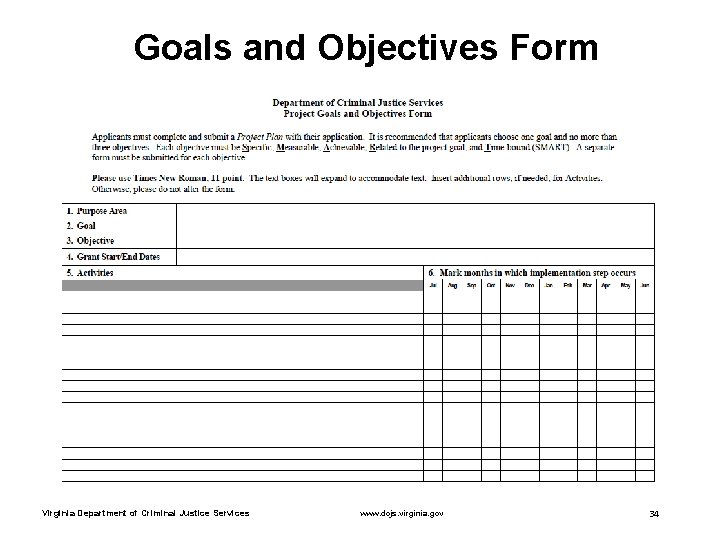 Goals and Objectives Form Virginia Department of Criminal Justice Services www. dcjs. virginia. gov