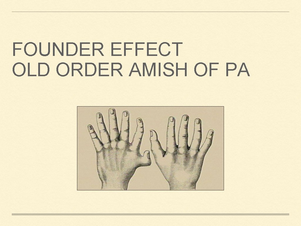 FOUNDER EFFECT OLD ORDER AMISH OF PA 