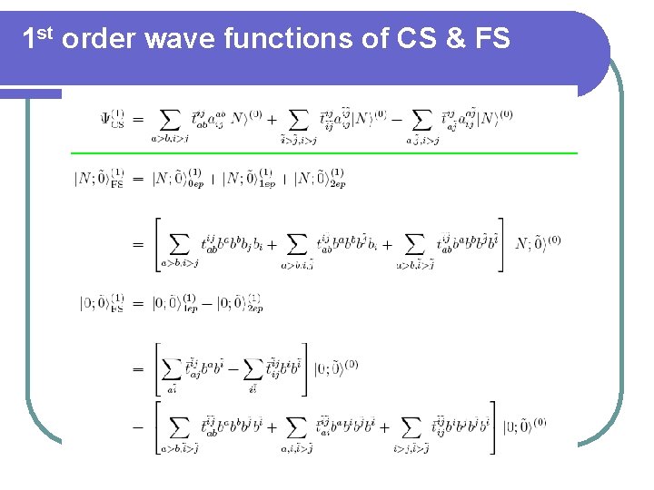 1 st order wave functions of CS & FS 