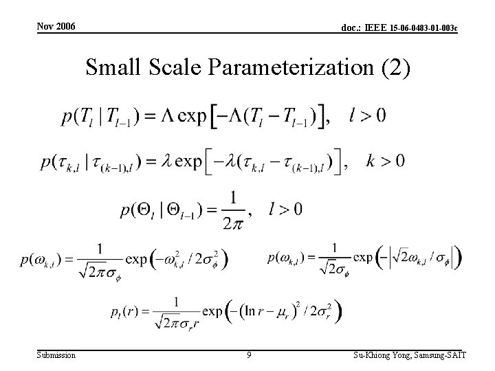 Nov 2006 doc. : IEEE 15 -06 -0483 -01 -003 c Small Scale Parameterization