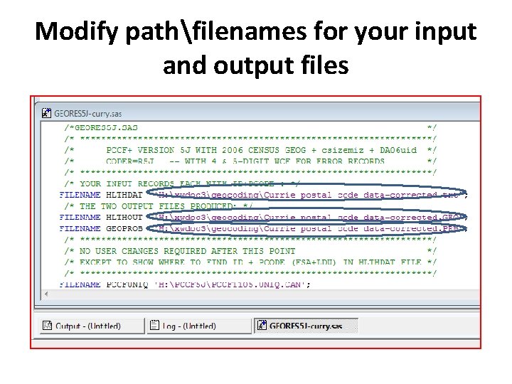 Modify pathfilenames for your input and output files 