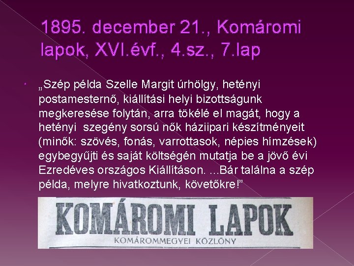 1895. december 21. , Komáromi lapok, XVI. évf. , 4. sz. , 7. lap