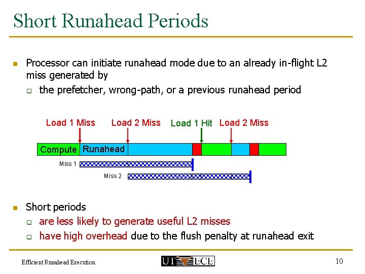 Short Runahead Periods n Processor can initiate runahead mode due to an already in-flight