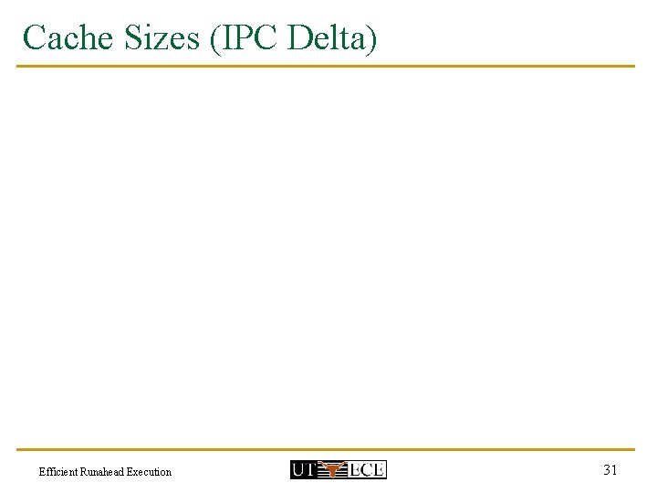 Cache Sizes (IPC Delta) Efficient Runahead Execution 31 