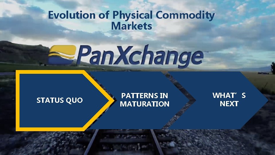 Evolution of Physical Commodity Markets STATUS QUO PATTERNS IN MATURATION WHAT’S NEXT 
