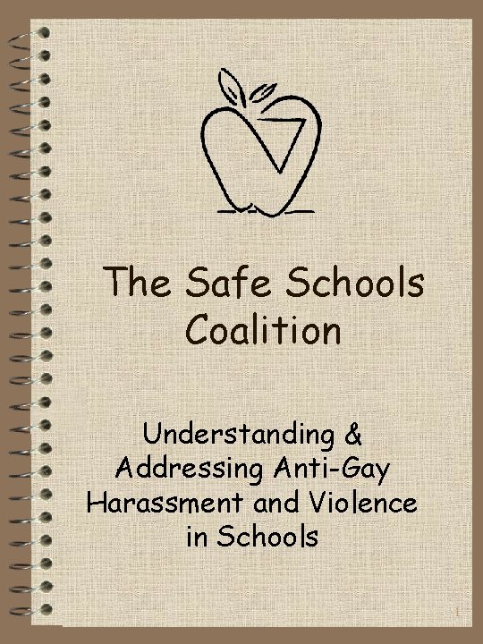 The Safe Schools Coalition Understanding & Addressing Anti-Gay Harassment and Violence in Schools 1