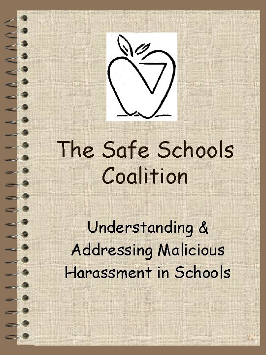 The Safe Schools Coalition Understanding & Addressing Malicious Harassment in Schools 29 