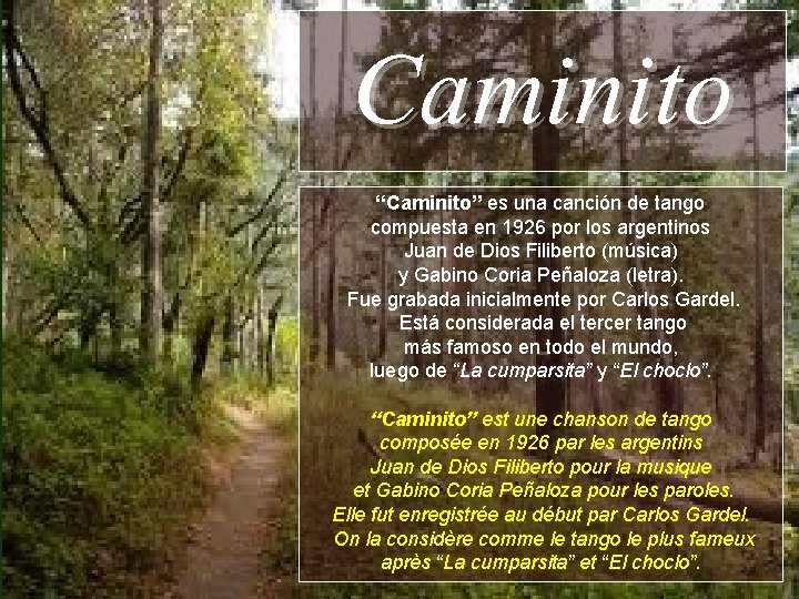 Letra De La Cancion Caminito Tango slidetodoc.com