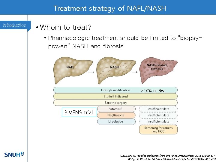 Treatment strategy of NAFL/NASH Introduction • Whom to treat? • Pharmacologic treatment should be