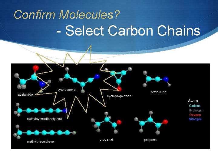 Confirm Molecules? - Select Carbon Chains 