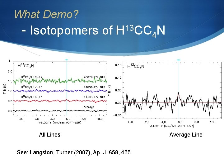 What Demo? - Isotopomers of H 13 CC 4 N All Lines See: Langston,