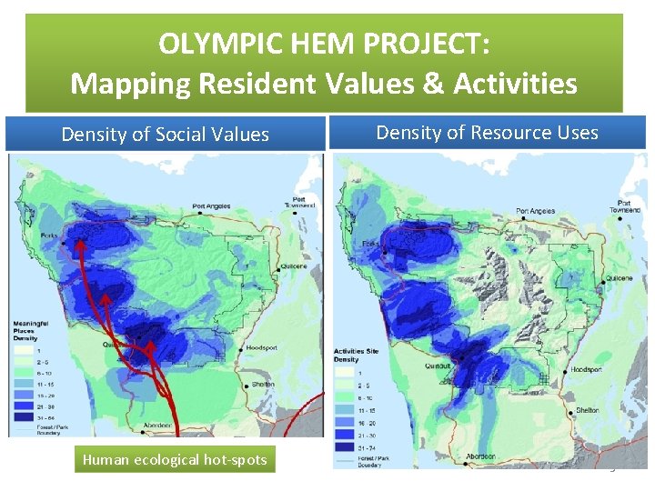OLYMPIC HEM PROJECT: Mapping Resident Values & Activities Density of Social Values Human ecological OLYMPIC HEM PROJECT: Mapping Resident Values & Activities Density of Social Values Human ecological