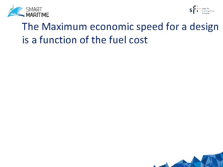 The Maximum economic speed for a design is a function of the fuel cost