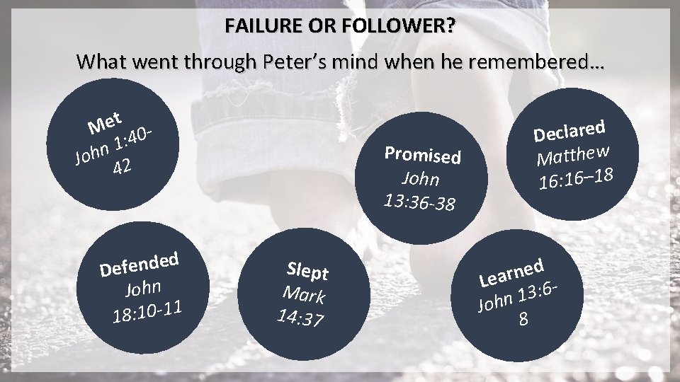 FAILURE OR FOLLOWER? What went through Peter’s mind when he remembered… t Me 04