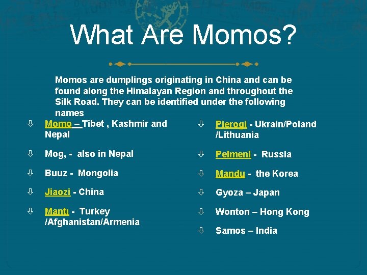 What Are Momos? Momos are dumplings originating in China and can be found along