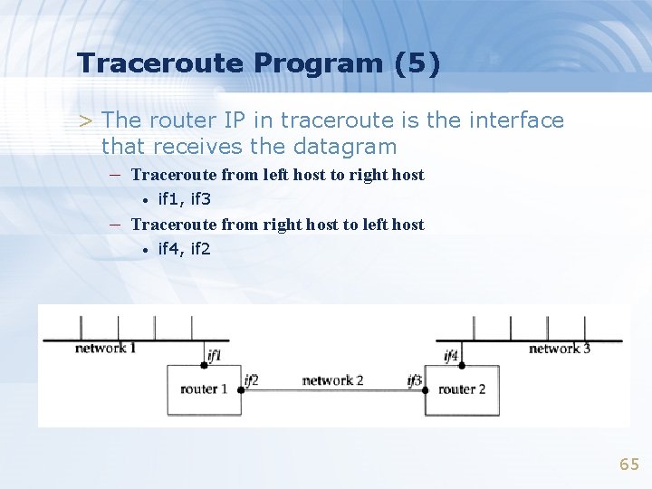 Traceroute Program (5) > The router IP in traceroute is the interface that receives