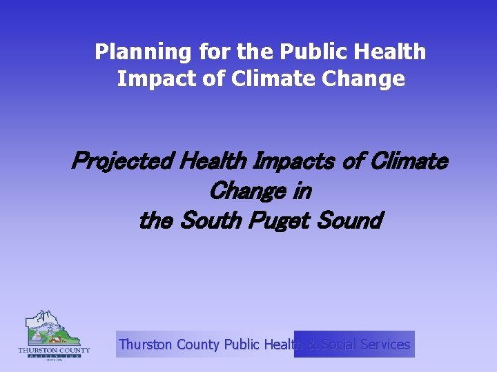 Planning for the Health Impacts of Climate Change