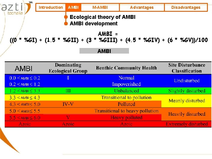 Ecological indices based on macrobenthos the case of
