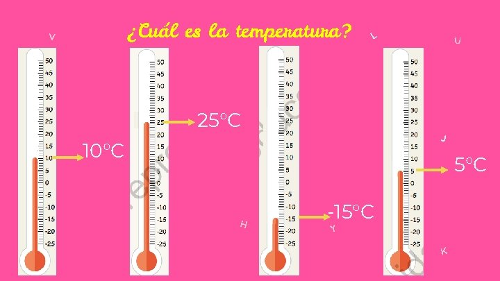 ¿Cuál es la temperatura? V L G P F 25°C J 10°C 5°C H