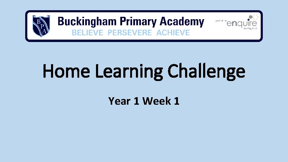 Home Learning Challenge Year 1 Week 1 