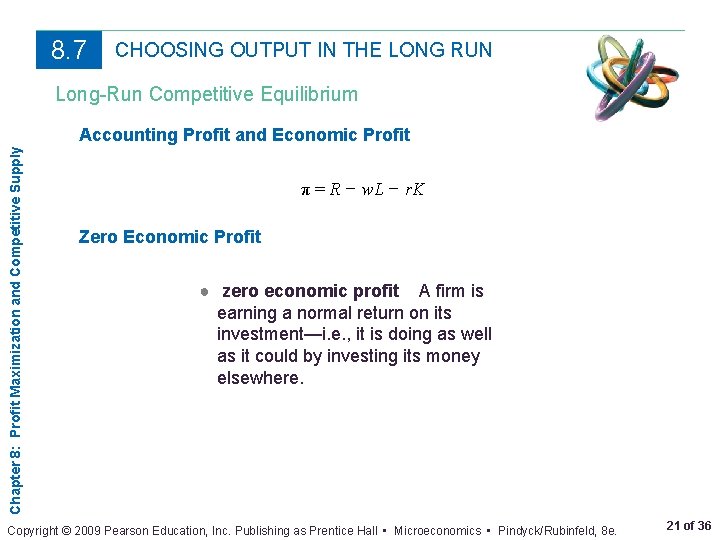 8. 7 CHOOSING OUTPUT IN THE LONG RUN Long-Run Competitive Equilibrium Chapter 8: Profit