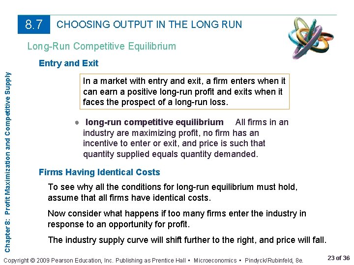 8. 7 CHOOSING OUTPUT IN THE LONG RUN Long-Run Competitive Equilibrium Chapter 8: Profit