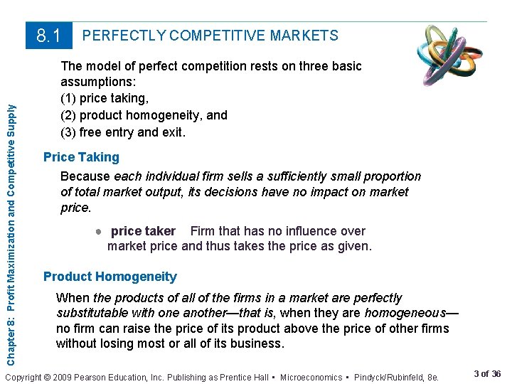 Chapter 8: Profit Maximization and Competitive Supply 8. 1 PERFECTLY COMPETITIVE MARKETS The model