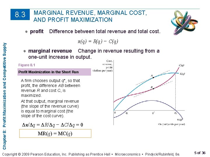 8. 3 MARGINAL REVENUE, MARGINAL COST, AND PROFIT MAXIMIZATION Chapter 8: Profit Maximization and