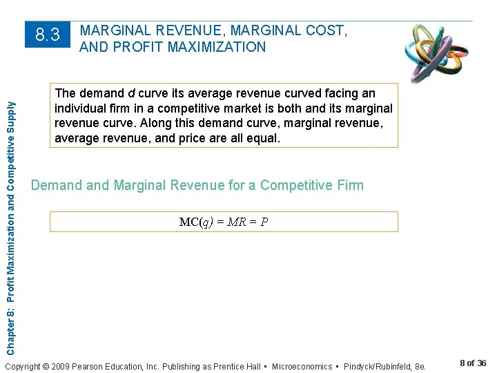 Chapter 8: Profit Maximization and Competitive Supply 8. 3 MARGINAL REVENUE, MARGINAL COST, AND