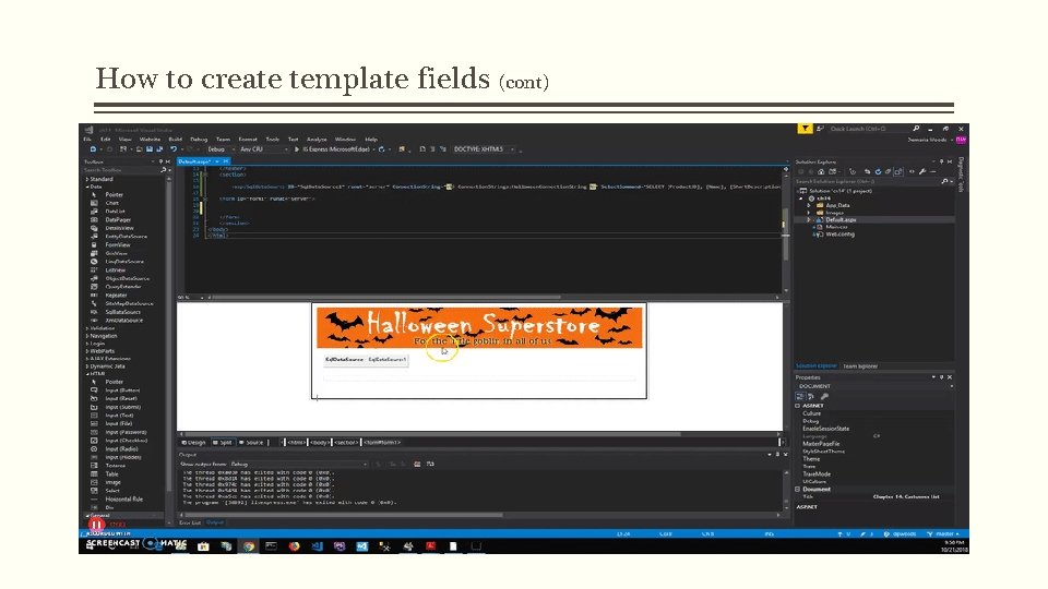 How to create template fields (cont) 