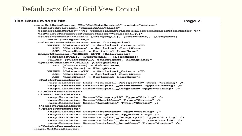 Default. aspx file of Grid View Control 