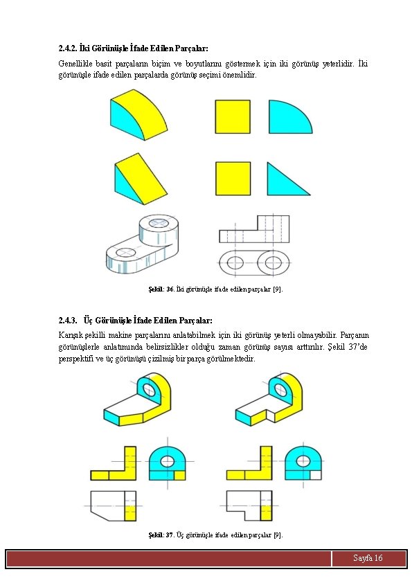2. 4. 2. İki Görünüşle İfade Edilen Parçalar: Genellikle basit parçaların biçim ve boyutlarını