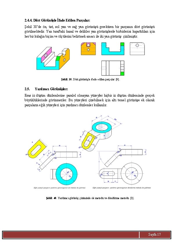 2. 4. 4. Dört Görünüşle İfade Edilen Parçalar: Şekil 38’de ön, üst, sol yan