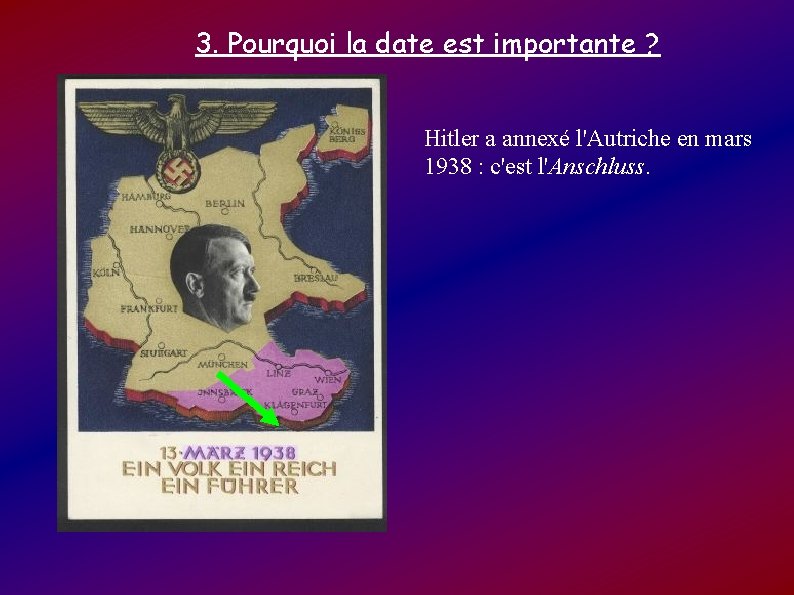 3. Pourquoi la date est importante ? Hitler a annexé l'Autriche en mars 1938