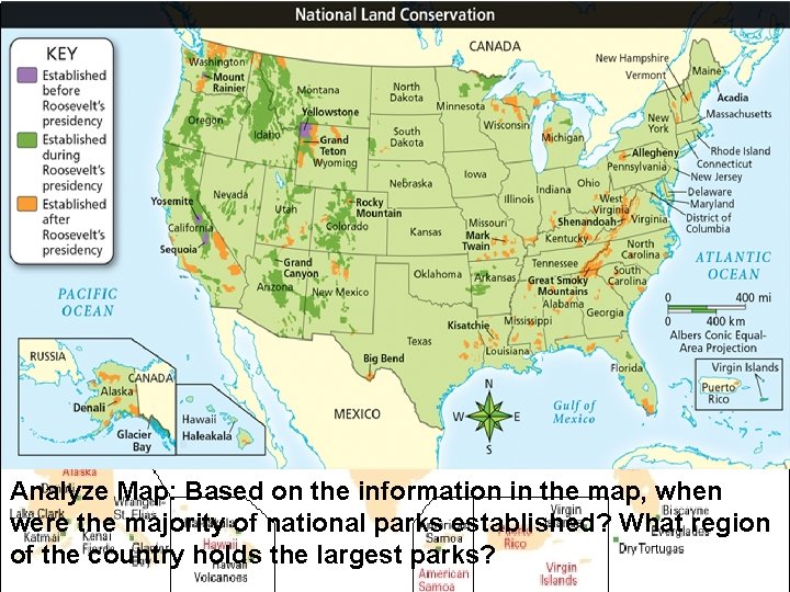 Analyze Map: Based on the information in the map, when were the majority of