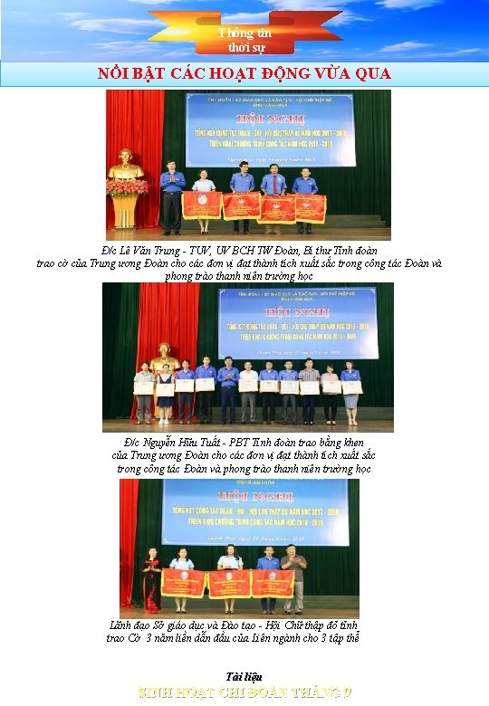 Thông tin thời sự NỔI BẬT CÁC HOẠT ĐỘNG VỪA QUA Đ/c Lê Văn Thông tin thời sự NỔI BẬT CÁC HOẠT ĐỘNG VỪA QUA Đ/c Lê Văn