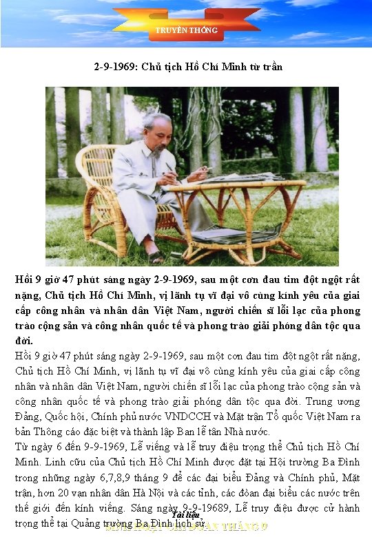 TRUYỀN THỐNG 2 -9 -1969: Chủ tịch Hồ Chí Minh từ trần Hồi 9 TRUYỀN THỐNG 2 -9 -1969: Chủ tịch Hồ Chí Minh từ trần Hồi 9