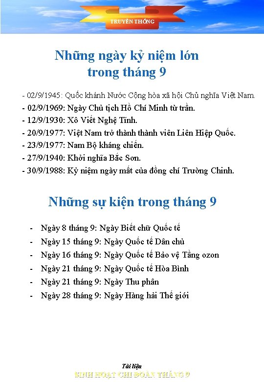 TRUYỀN THỐNG Những ngày kỷ niệm lớn trong tháng 9 - 02/9/1945: Quốc khánh