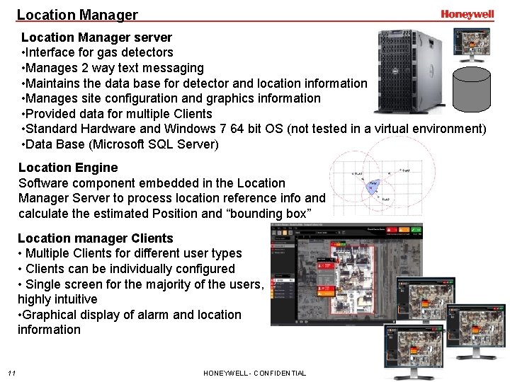 Location Manager server • Interface for gas detectors • Manages 2 way text messaging