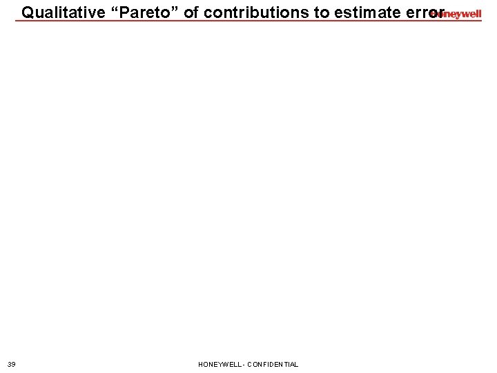 Qualitative “Pareto” of contributions to estimate error 39 HONEYWELL - CONFIDENTIAL 