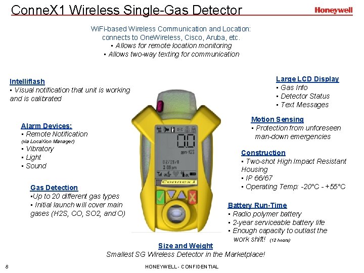 Conne. X 1 Wireless Single-Gas Detector Wi. Fi-based Wireless Communication and Location: connects to