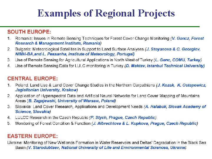 Examples of Regional Projects 