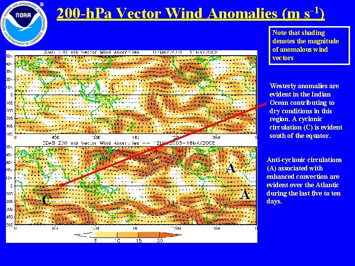 200 -h. Pa Vector Wind Anomalies (m s-1) Note that shading denotes the magnitude