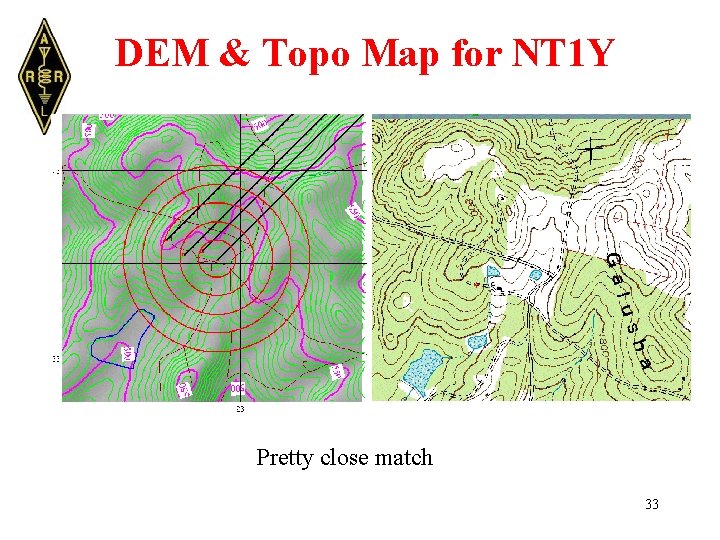 DEM & Topo Map for NT 1 Y Pretty close match 33 
