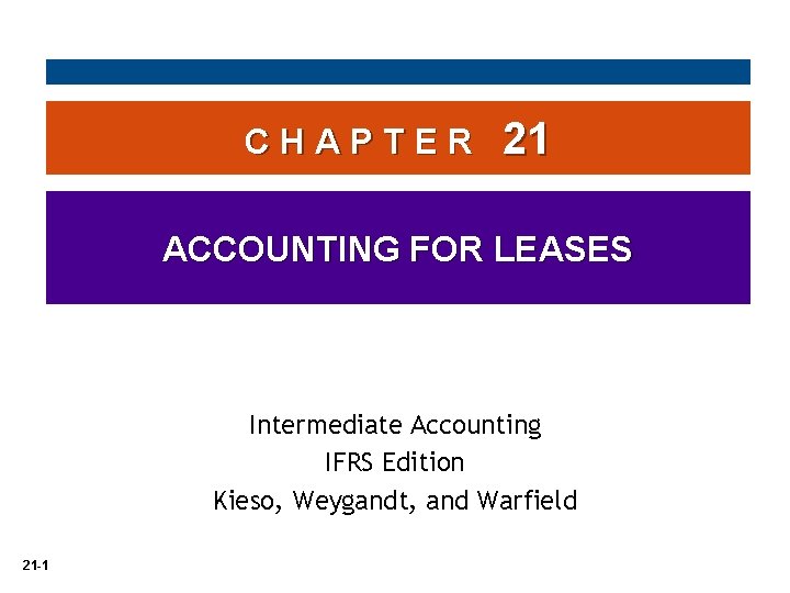 CHAPTER 21 ACCOUNTING FOR LEASES Intermediate Accounting IFRS Edition Kieso, Weygandt, and Warfield 21