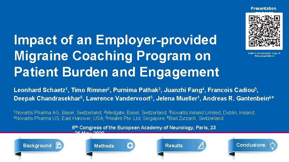 Presentation #EPR 2083 Impact of an Employer-provided Migraine Coaching Program on Patient Burden and