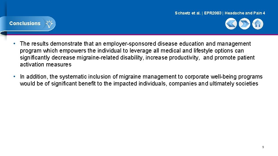 Schaetz et al. | EPR 2083 | Headache and Pain 4 Conclusions • The