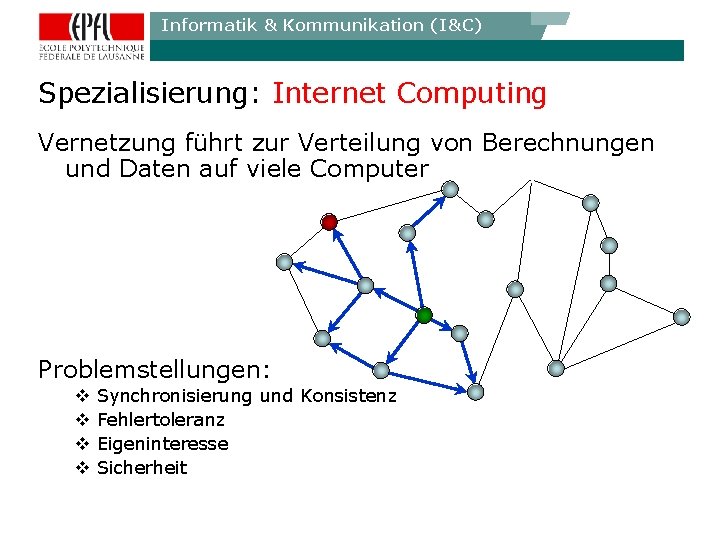 Informatik & Kommunikation (I&C) Spezialisierung: Internet Computing Vernetzung führt zur Verteilung von Berechnungen und