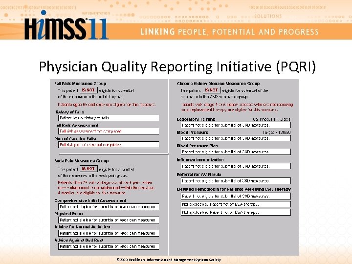 Physician Quality Reporting Initiative (PQRI) © 2010 Healthcare Information and Management Systems Society 